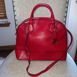Red Michael Kors Leather Bag w/ Gold Accents